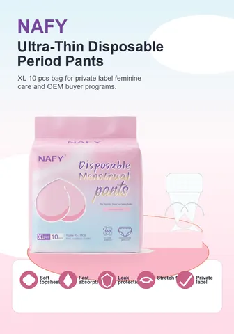 NAFY XL 10 pcs disposable menstrual pants packaging for OEM buyers