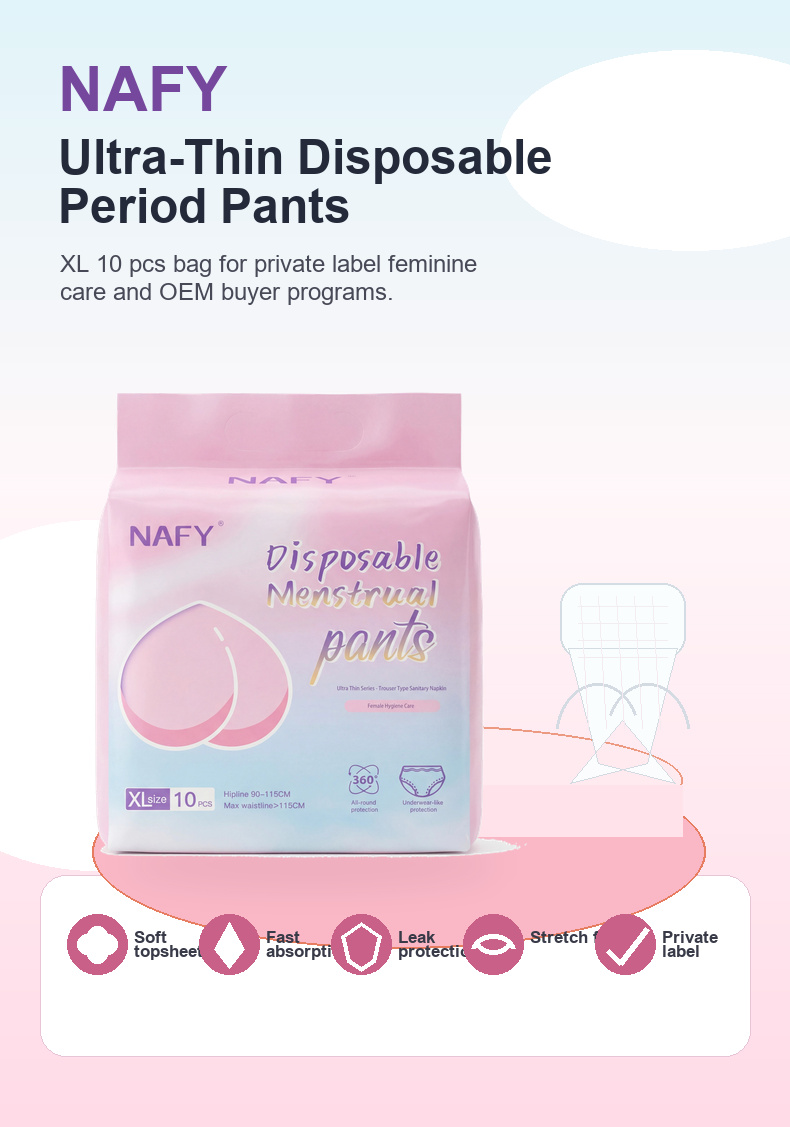 XL 10 pcs disposable period pants packaging for private label buyer planning
