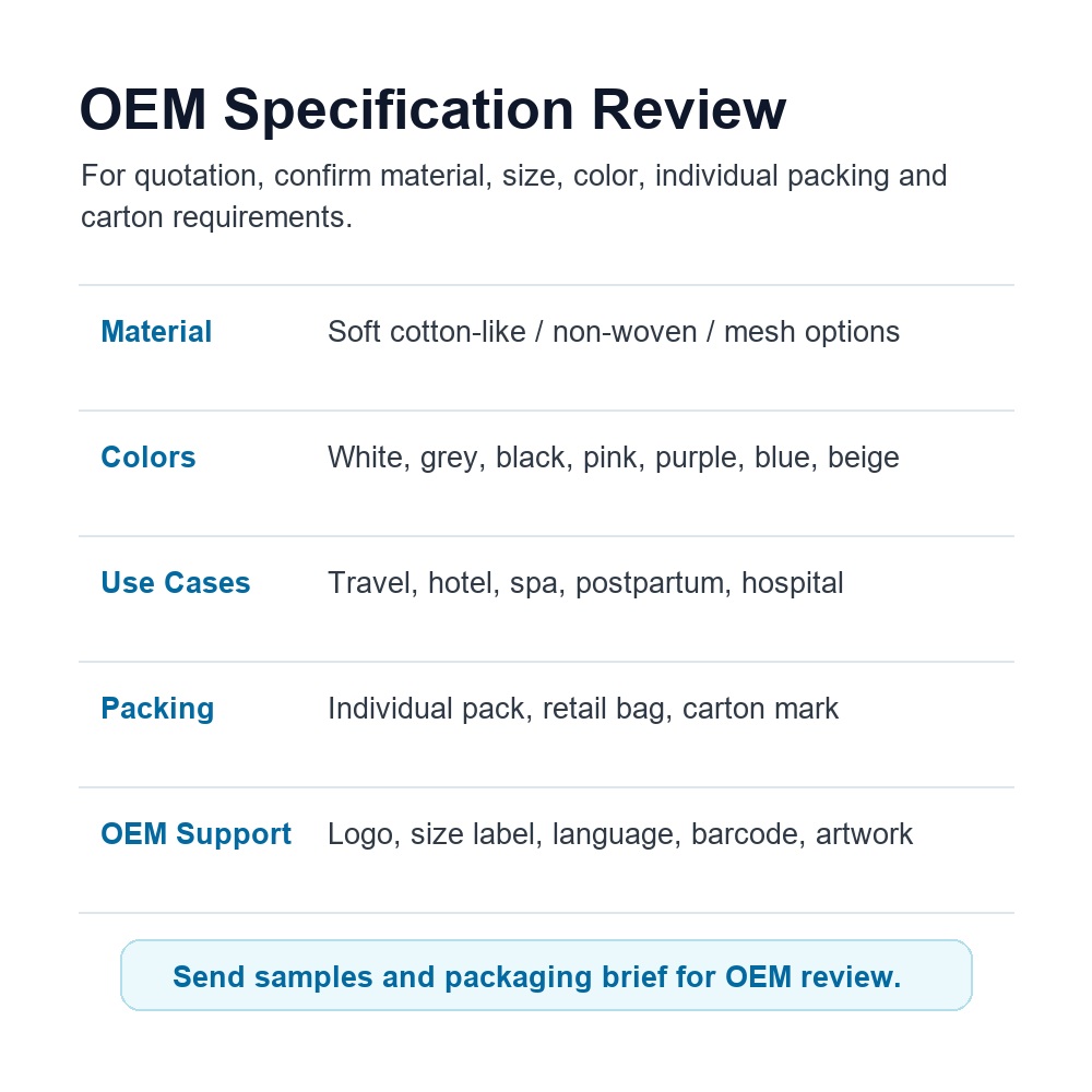 Disposable underwear OEM specification image for buyer sample planning