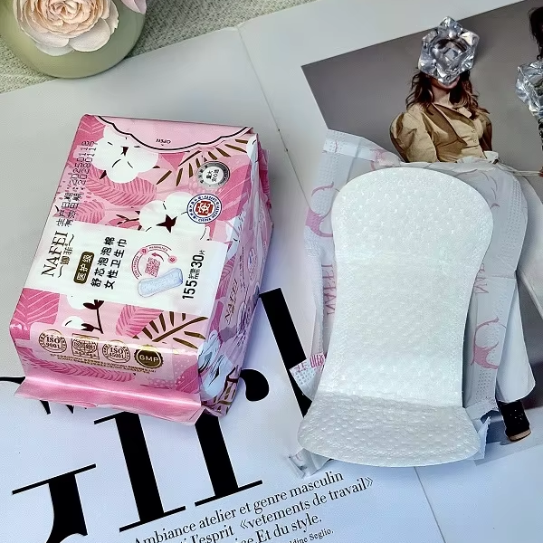 Sanitary napkin pad OEM sample photo for buyer size and pack count review