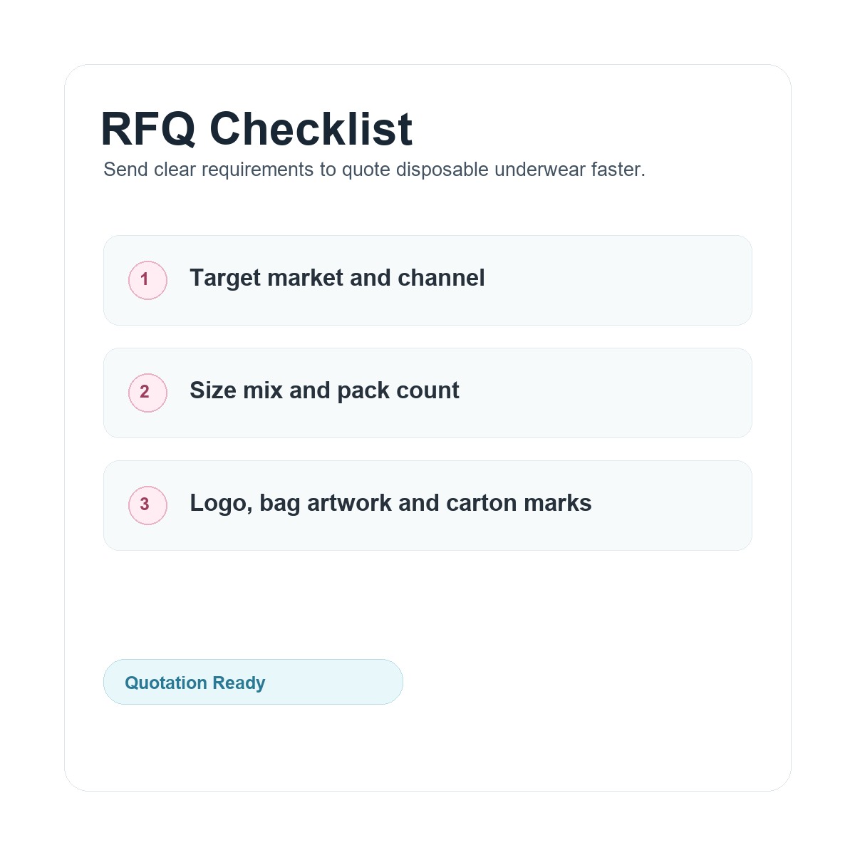 1137 RFQ Checklist for disposable underwear OEM buyers