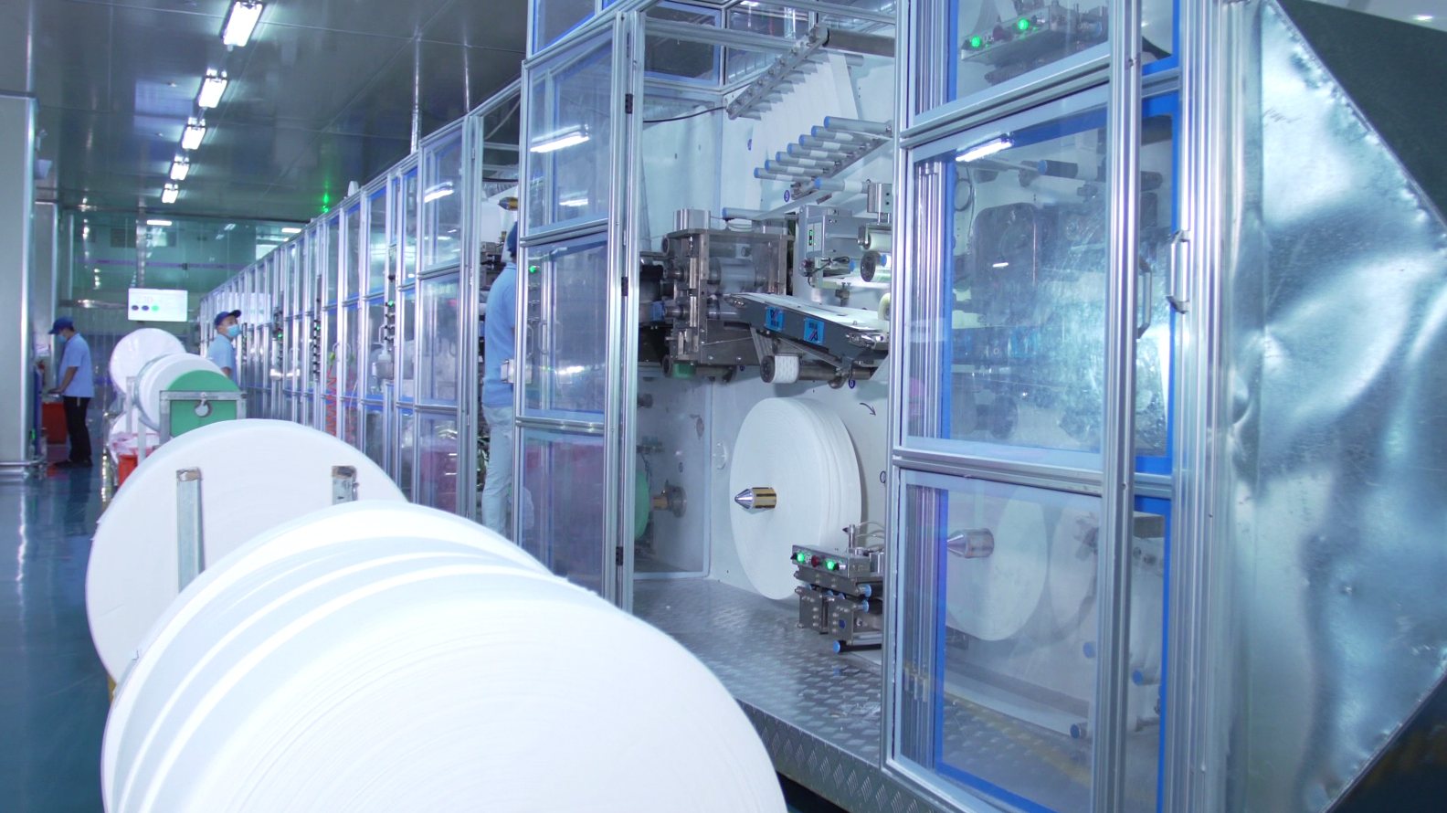 Production equipment for menstrual pants and sanitary products