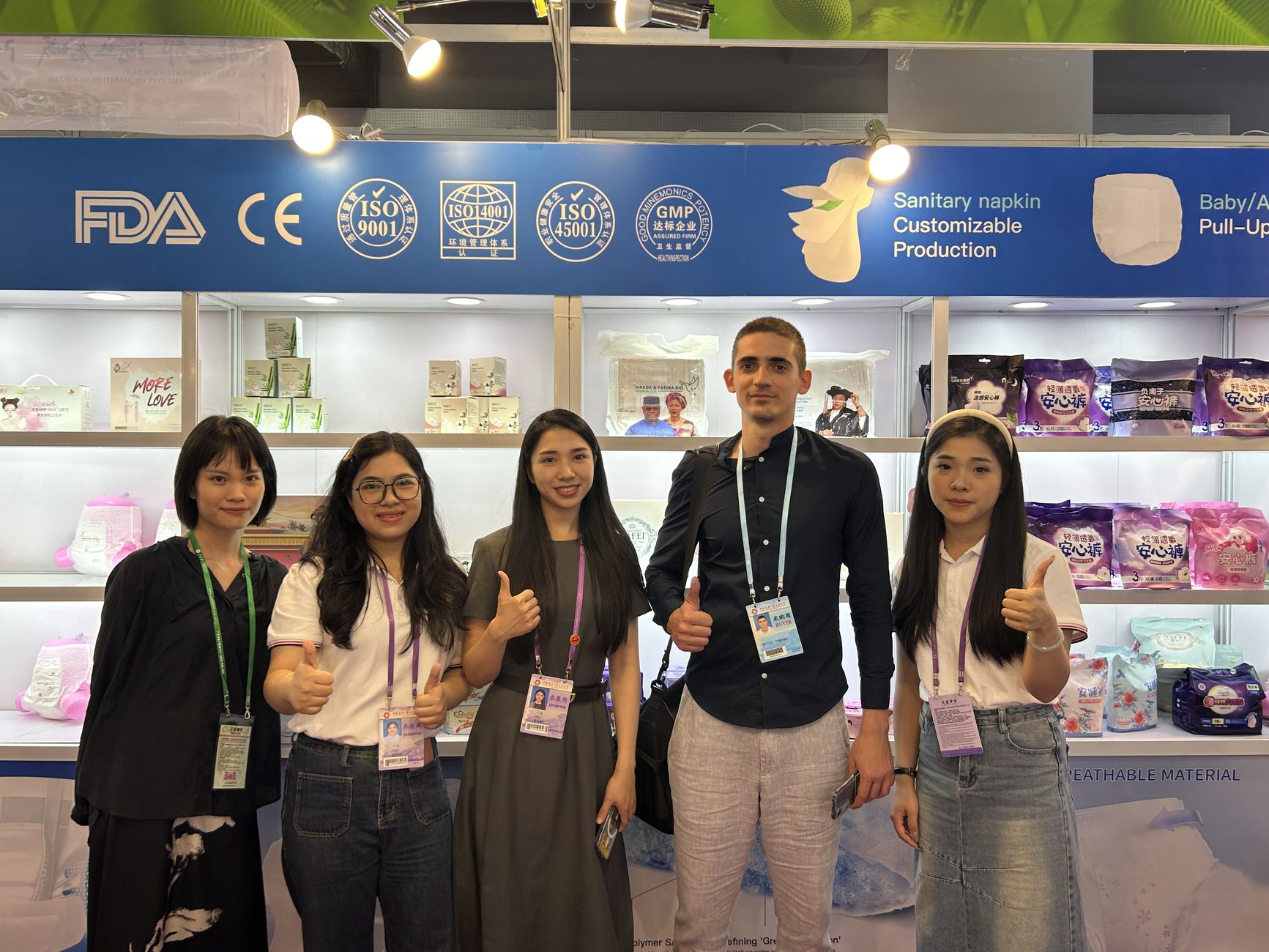 Nafei team at hygiene product trade show
