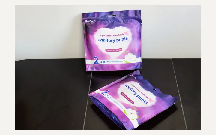 Feminine hygiene product packaging reference.