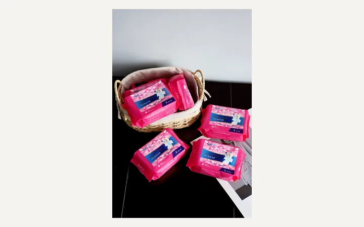 Feminine hygiene product packaging reference.