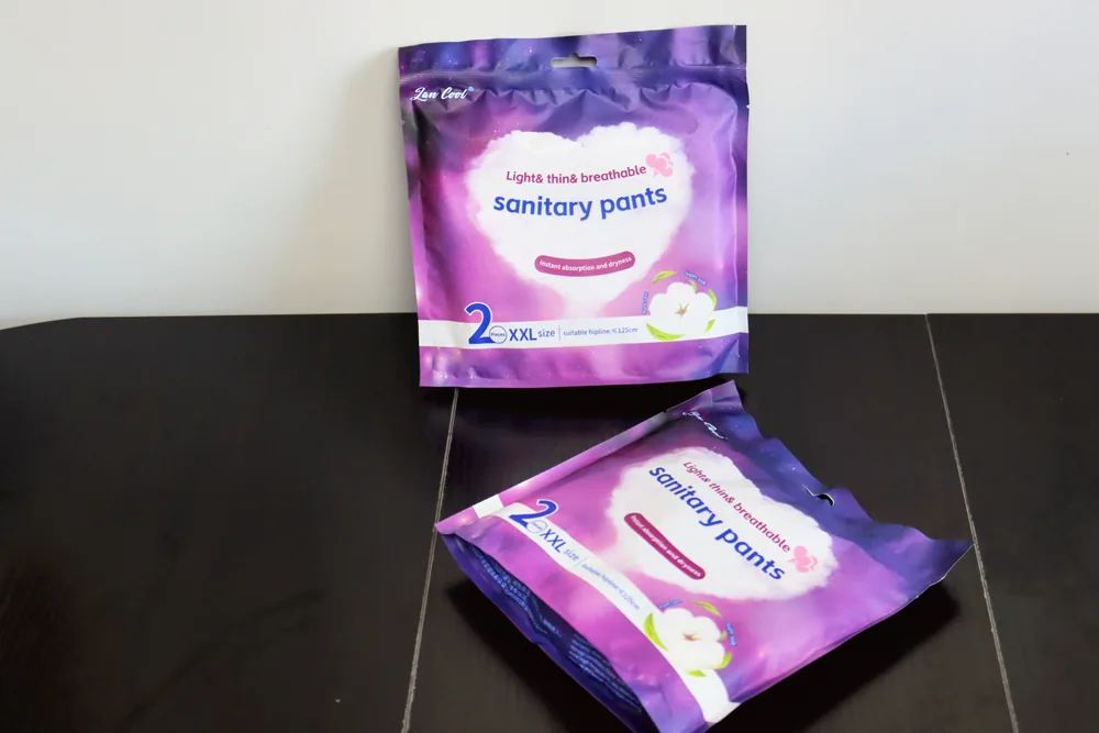 Disposable menstrual pants product reference.