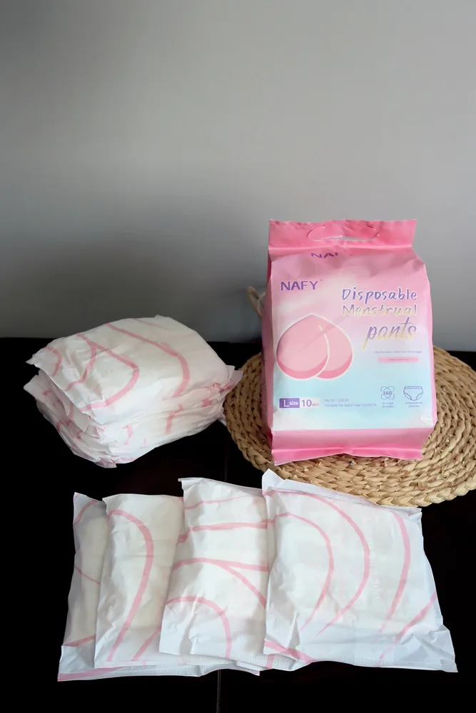 Disposable menstrual pants product reference.