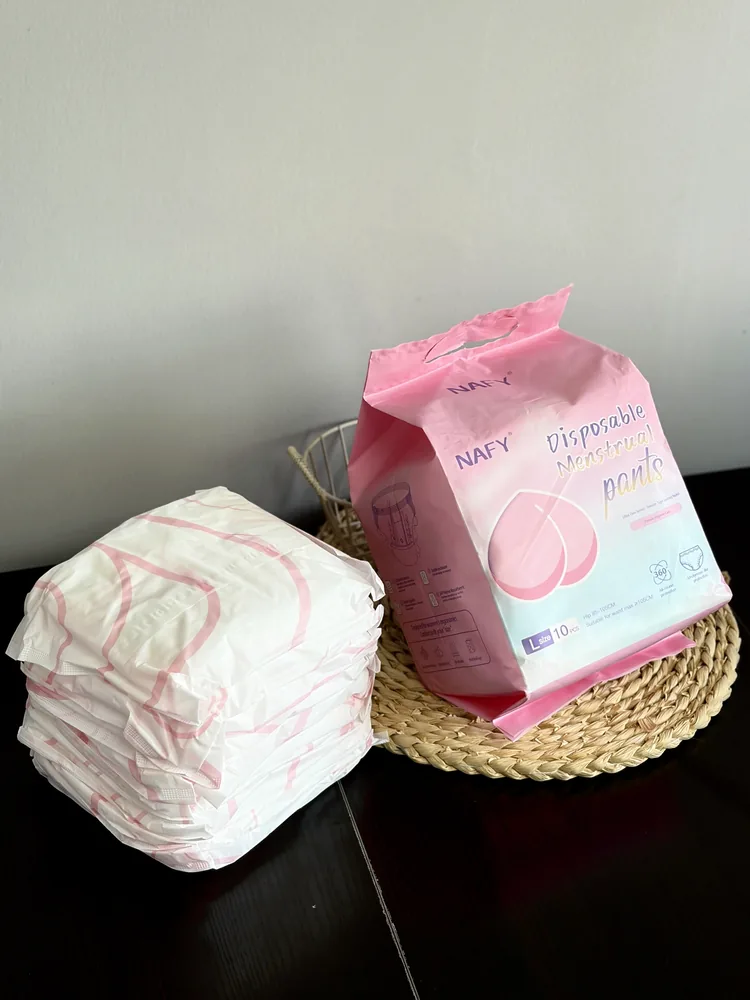 Disposable menstrual pants product reference.