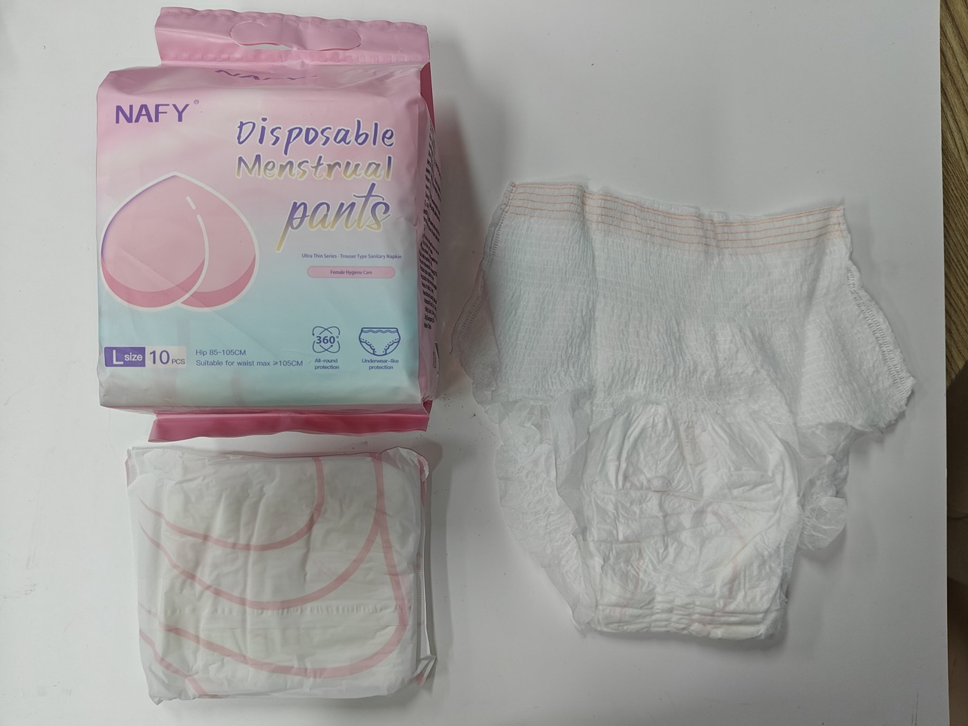 Actual NAFY L 10-piece pack with an opened pant and a folded pant